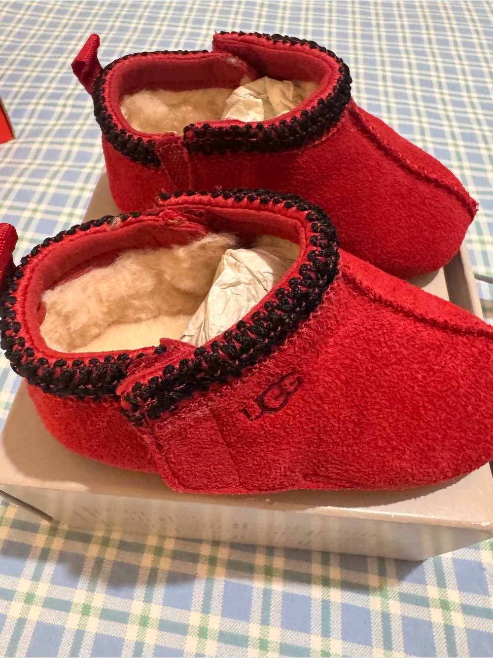 UGG Baby Tasman Red Slip-On Crib Shoes